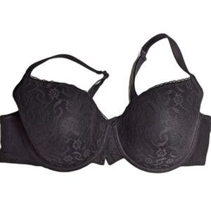 Cacique Bra 46 D Convertible J-hooks Cross Back Lined Wire Black 46D Lane Bryant
